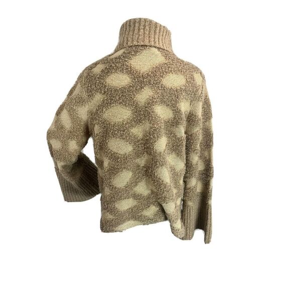 Anthropologie Rosie Neira Sz XS Intarsia Spotted Cardigan Sweater Grandpa Tan - Picture 5 of 16